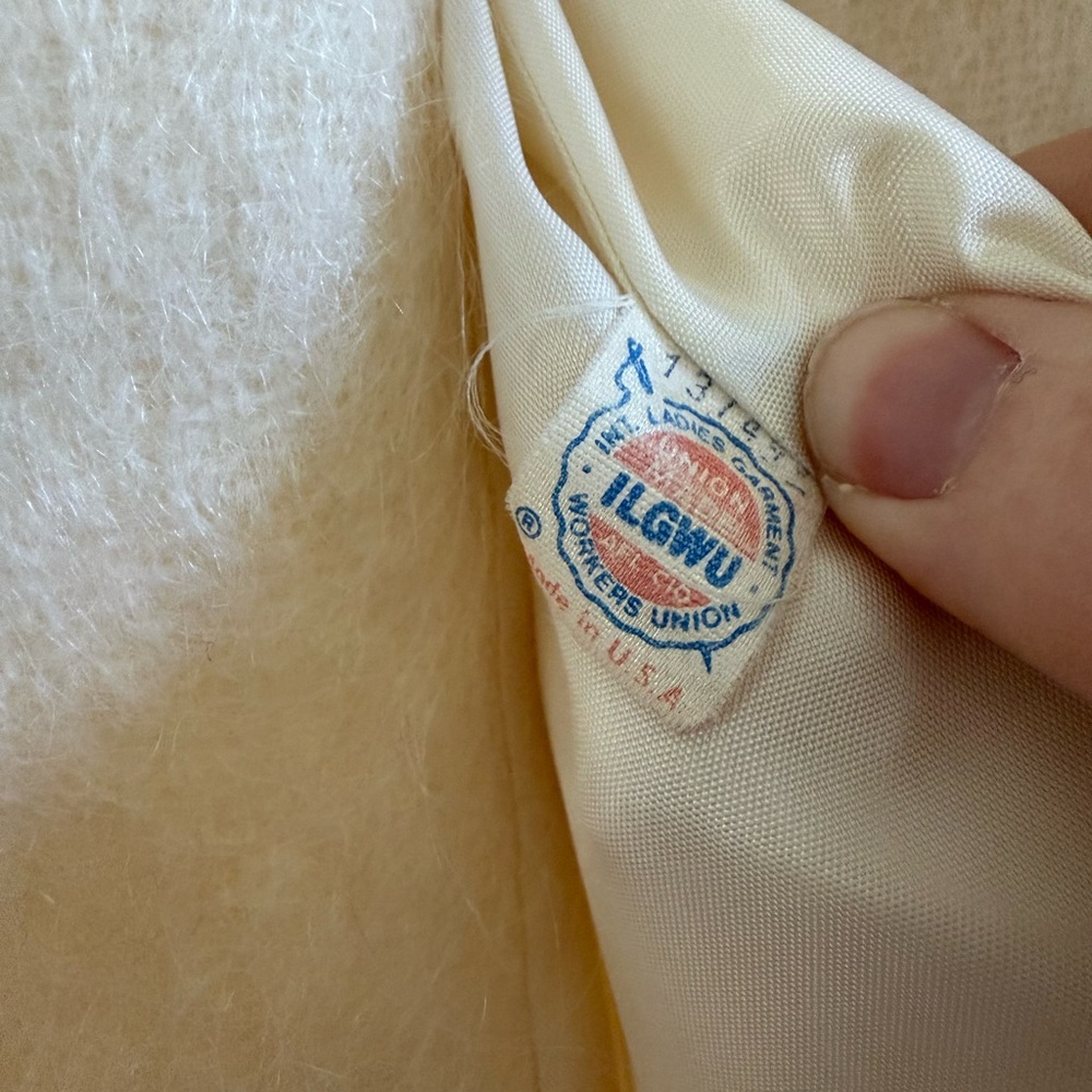Vintage Weiss Cream Long Mohair Coat - Picture 7 of 11